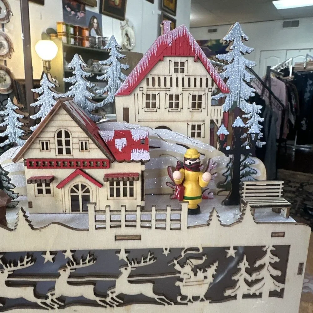 Wooden Advent Calendar Battery Operated 24 drawer Christmas Holiday Works 14
